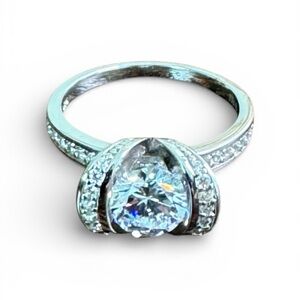 Silver Ribbon CZ Ring Size 8 925 Designer Style